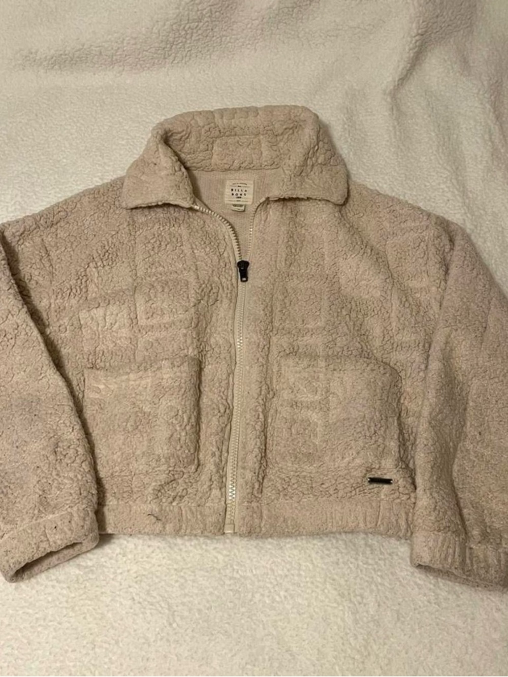 Billabong Cream Sherpa Fleece Zip Jacket
